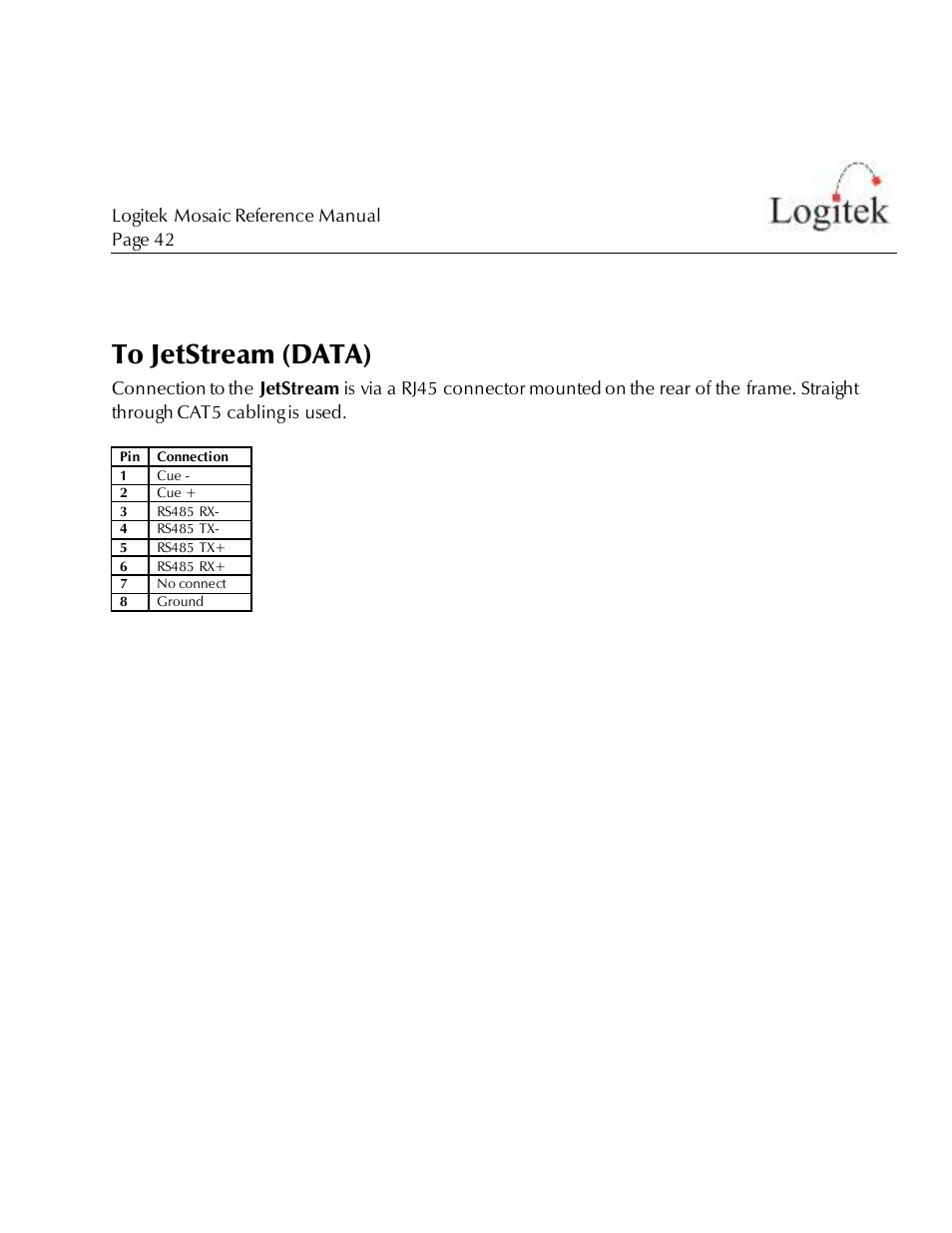 Appendix b pinouts | Logitek Electronic Systems Mosaic User Manual | Page 42 / 44