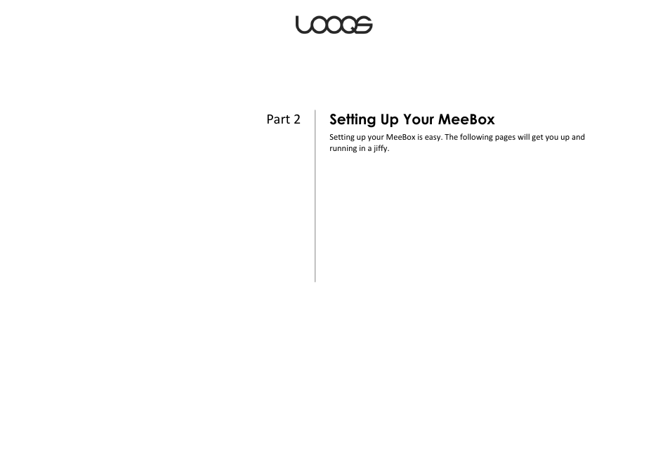 Setting up your meebox, Part 2 | LOOQS MeeBox Router User Manual | Page 13 / 76