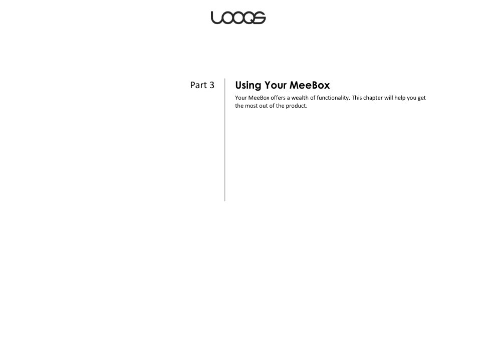 Using your meebox, Part 3 | LOOQS MeeBox Router User Manual | Page 19 / 76