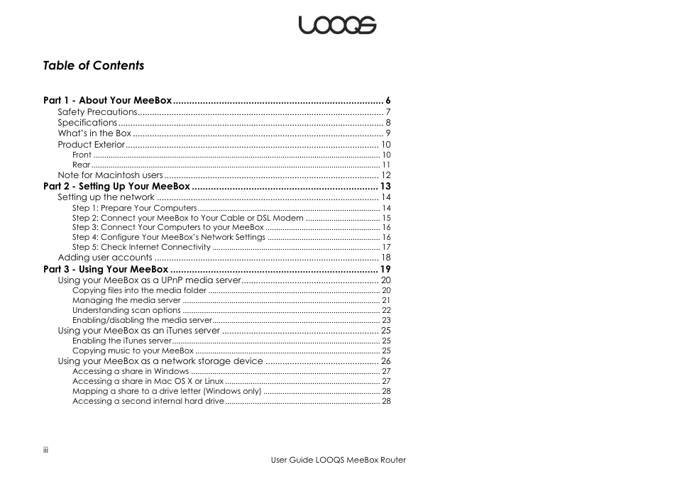 LOOQS MeeBox Router User Manual | Page 3 / 76