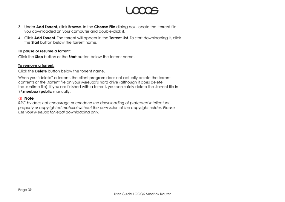 LOOQS MeeBox Router User Manual | Page 39 / 76