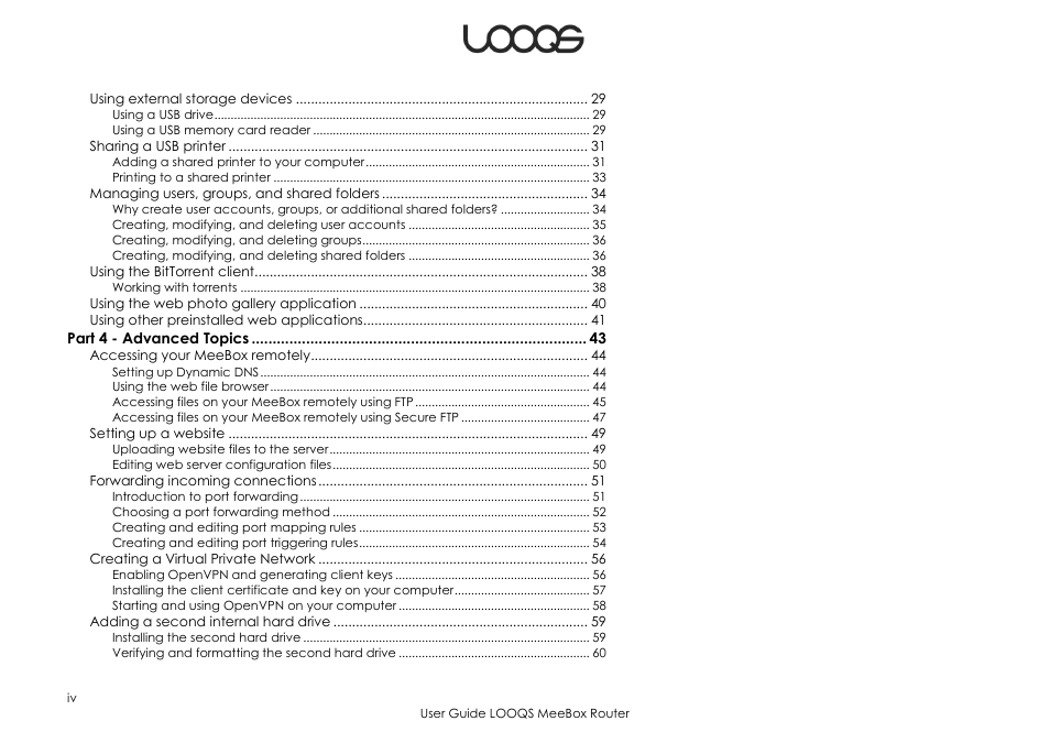 LOOQS MeeBox Router User Manual | Page 4 / 76