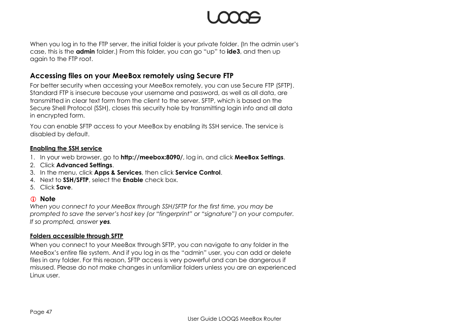 LOOQS MeeBox Router User Manual | Page 47 / 76