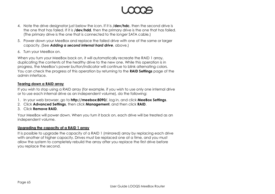 LOOQS MeeBox Router User Manual | Page 65 / 76