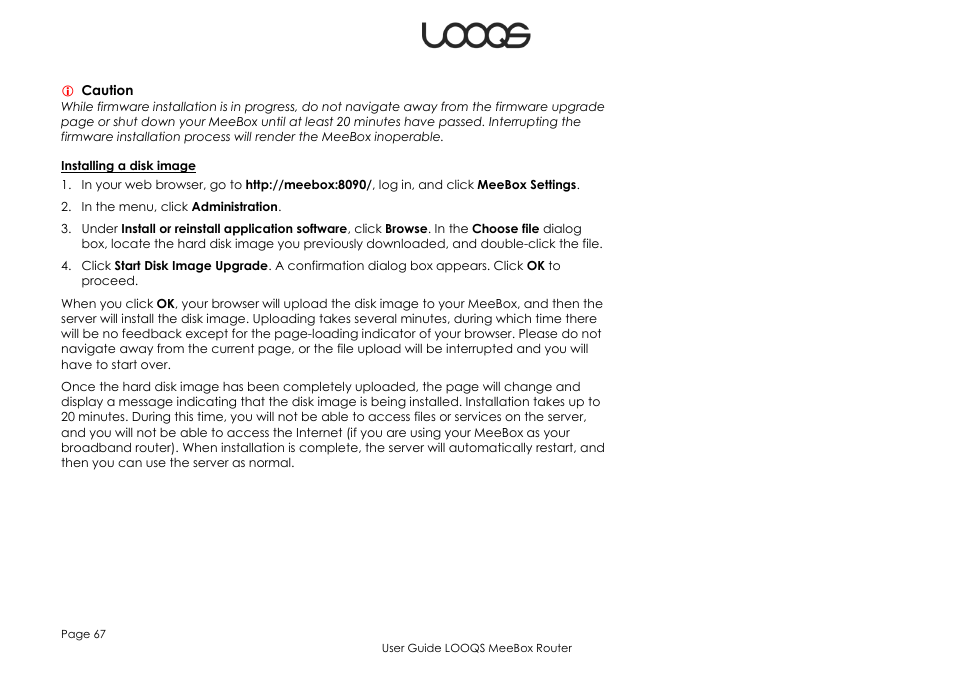 LOOQS MeeBox Router User Manual | Page 67 / 76