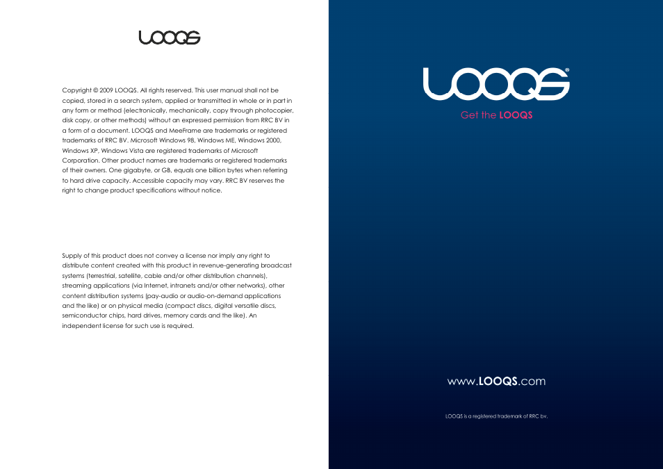 Copyright, Licensing | LOOQS MeeFrame User Manual | Page 17 / 17
