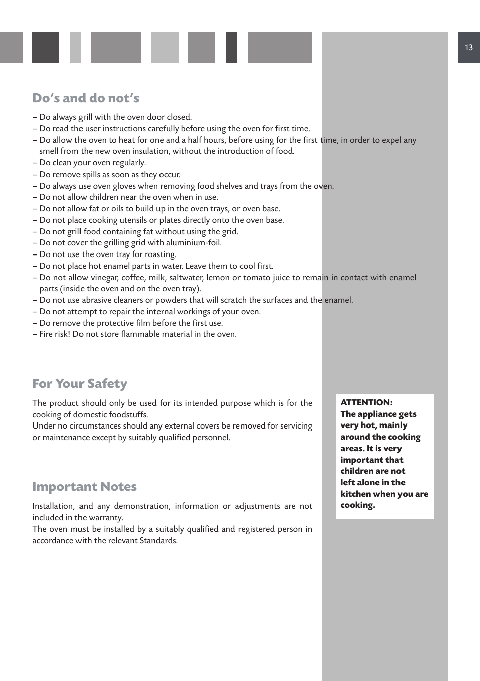 Do’s and do not’s, For your safety | CDA SVA 100 PP User Manual | Page 13 / 32