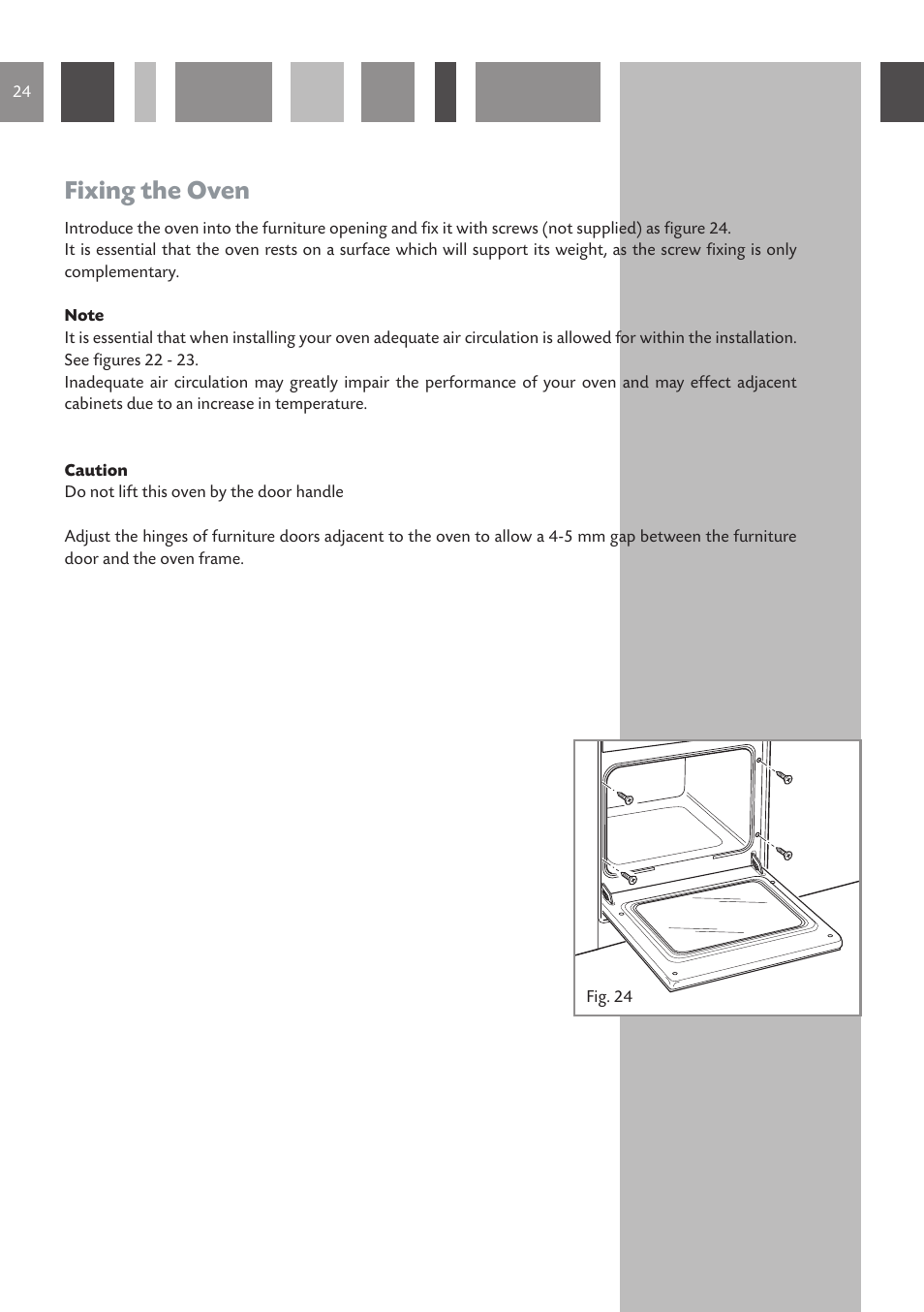 Fixing the oven | CDA SVA 100 PP User Manual | Page 24 / 32