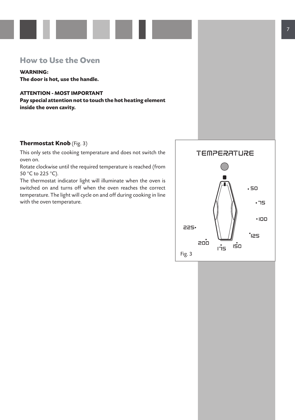 How to use the oven | CDA SVA 100 PP User Manual | Page 7 / 32