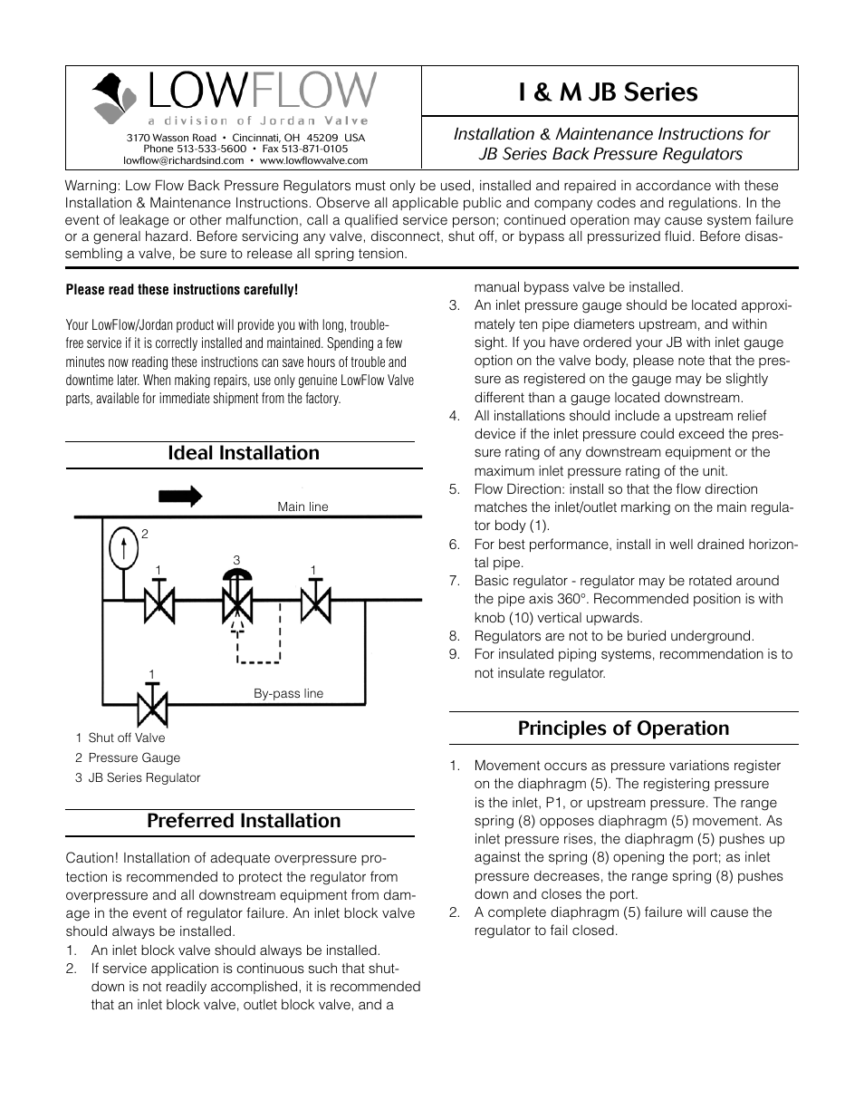 LowFlow JB Series Back Pressure Regulators User Manual | 4 pages