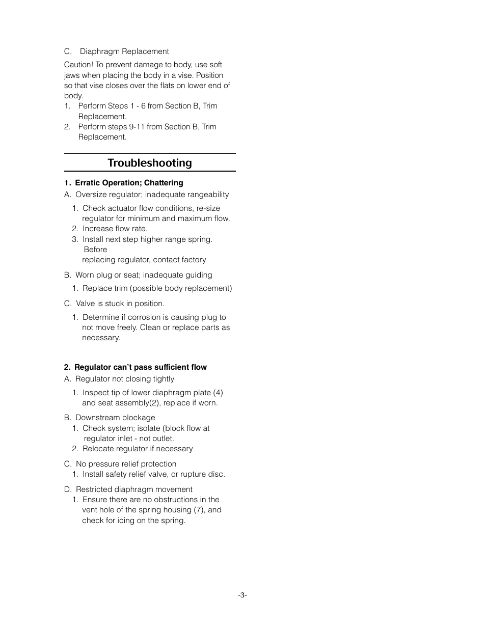 Troubleshooting | LowFlow JB Series Back Pressure Regulators User Manual | Page 3 / 4