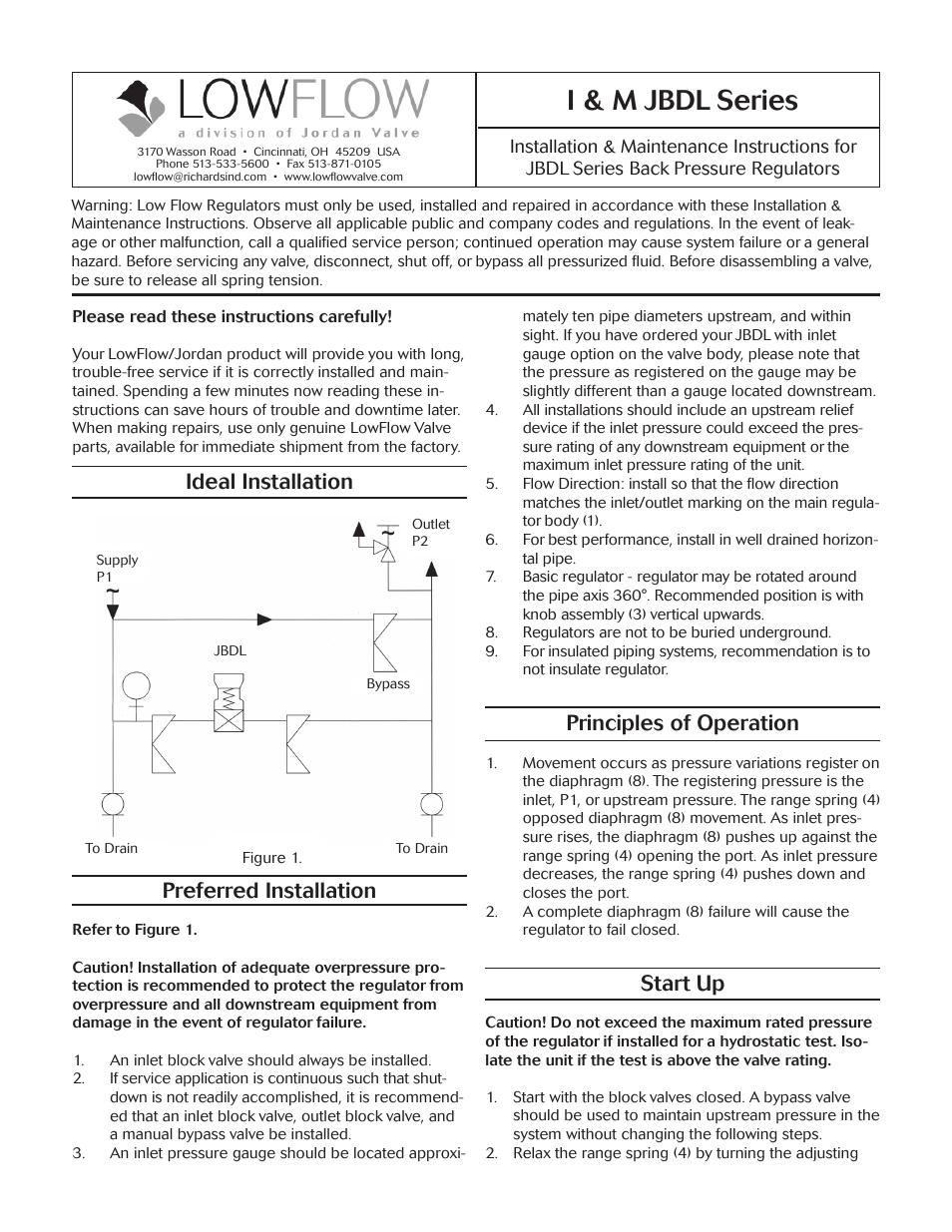 LowFlow JBDL Series Back Pressure Valves User Manual | 4 pages