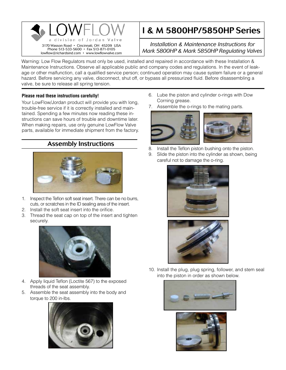 LowFlow Mark 5800HP Series Back Pressure Regulator User Manual | 2 pages