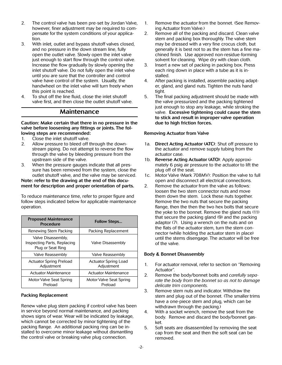Maintenance | LowFlow Mark 708SH Series Short Pattern 1/4 User Manual | Page 2 / 8