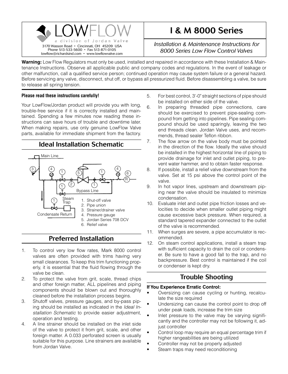 LowFlow 8000 Series Control Valve User Manual | 6 pages