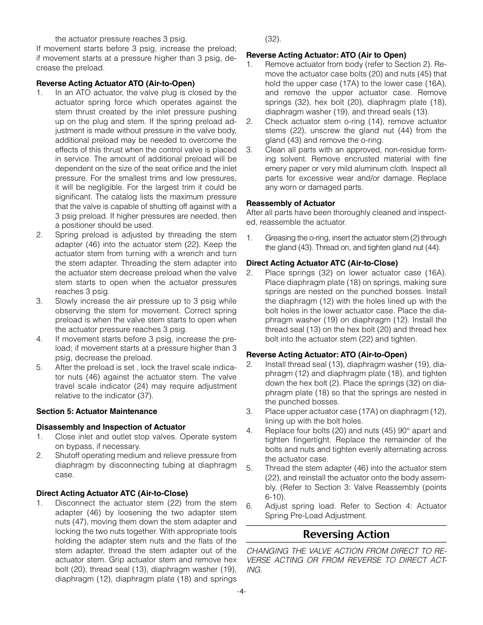 Reversing action | LowFlow 8000 Series Control Valve User Manual | Page 4 / 6