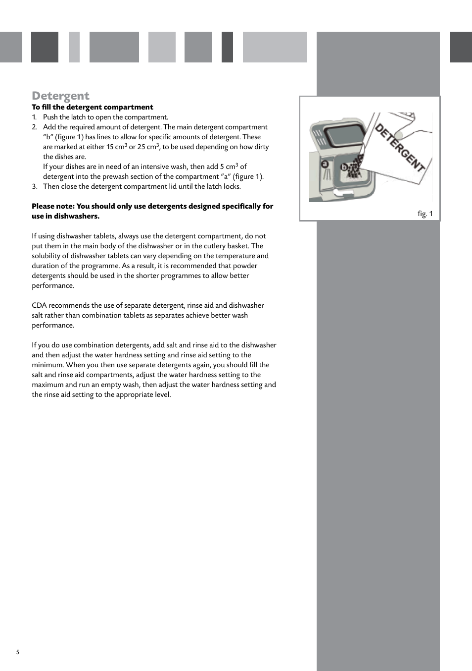 Detergent, Salt | CDA WC370 User Manual | Page 6 / 21