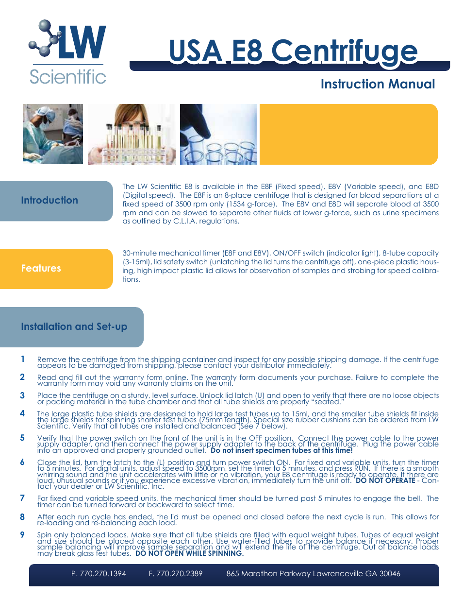 LW Scientific USA E8 User Manual | 2 pages