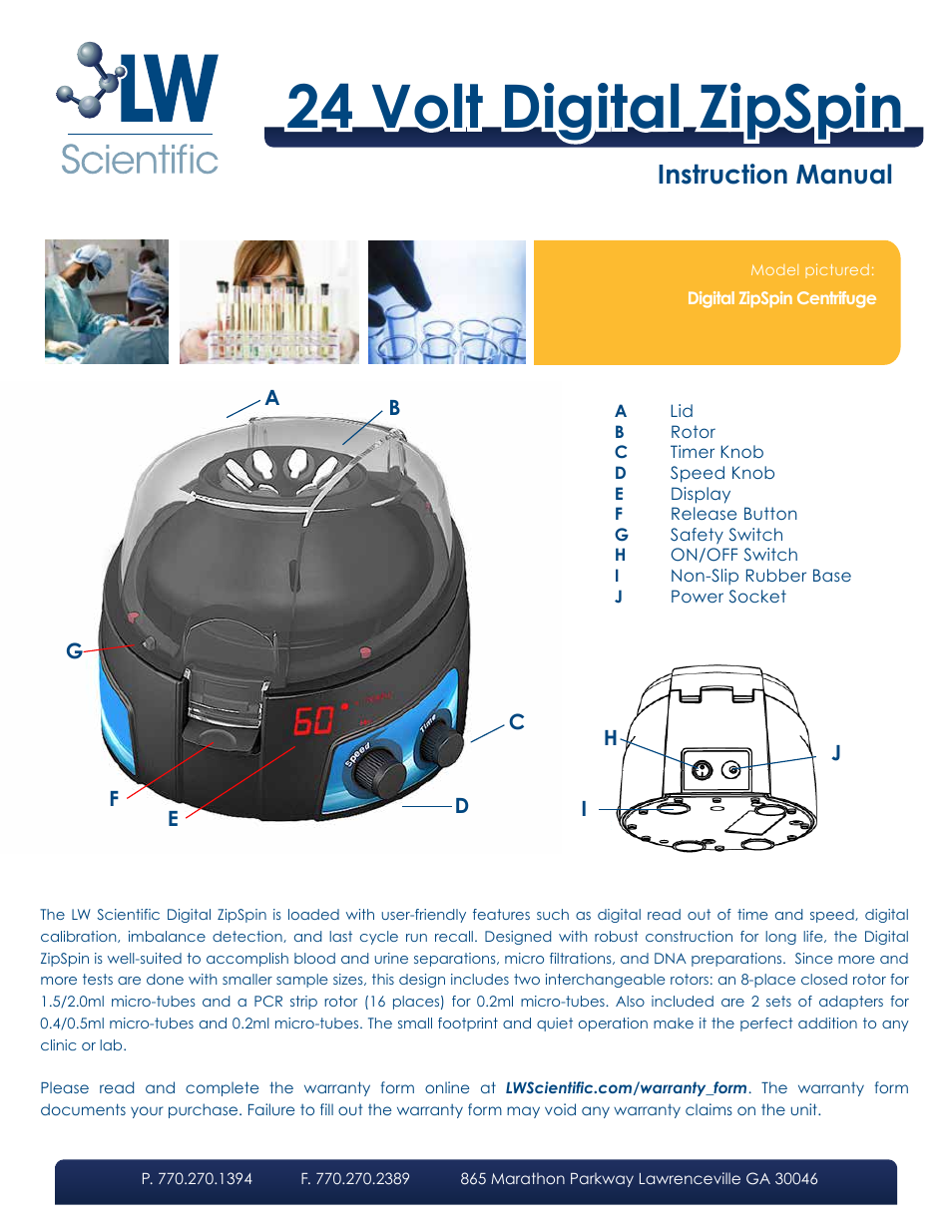 LW Scientific Digital ZipSpin User Manual | 8 pages