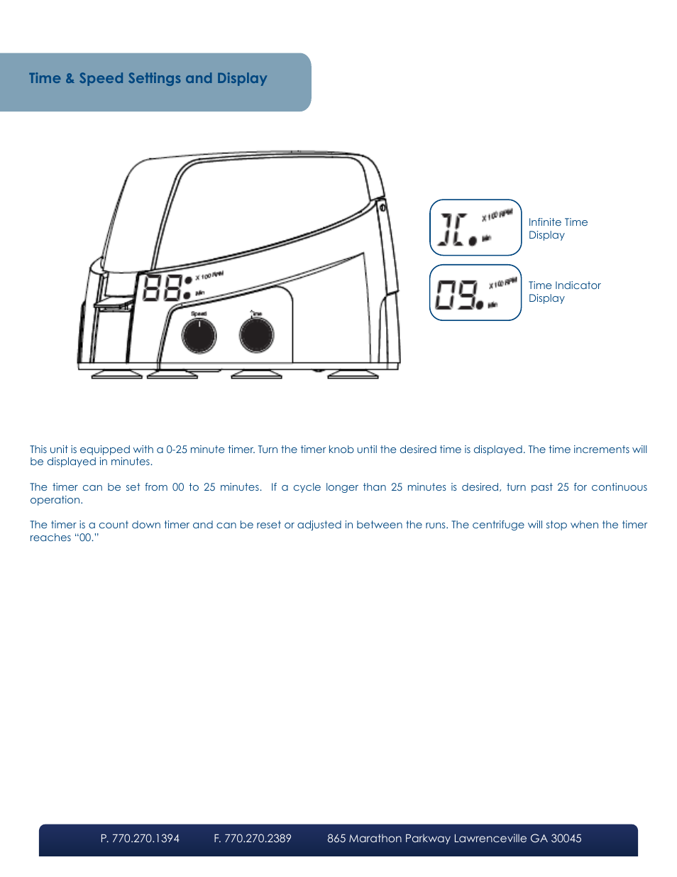 Time & speed settings and display | LW Scientific Digital ZipSpin User Manual | Page 5 / 8