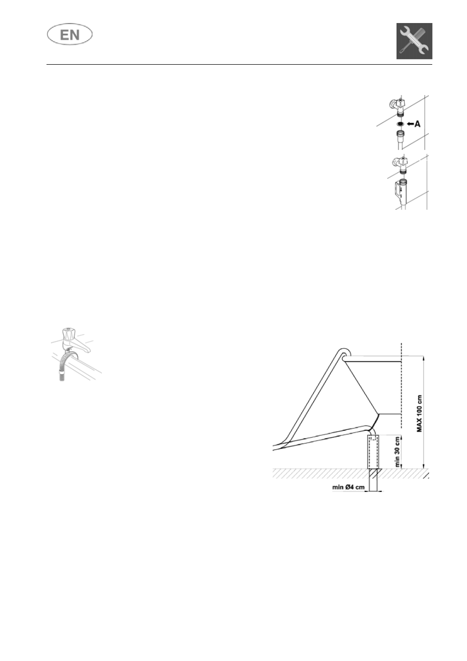 Installation instructions, Connecting to the water supply, Drain connection | CDA WC460 User Manual | Page 7 / 32