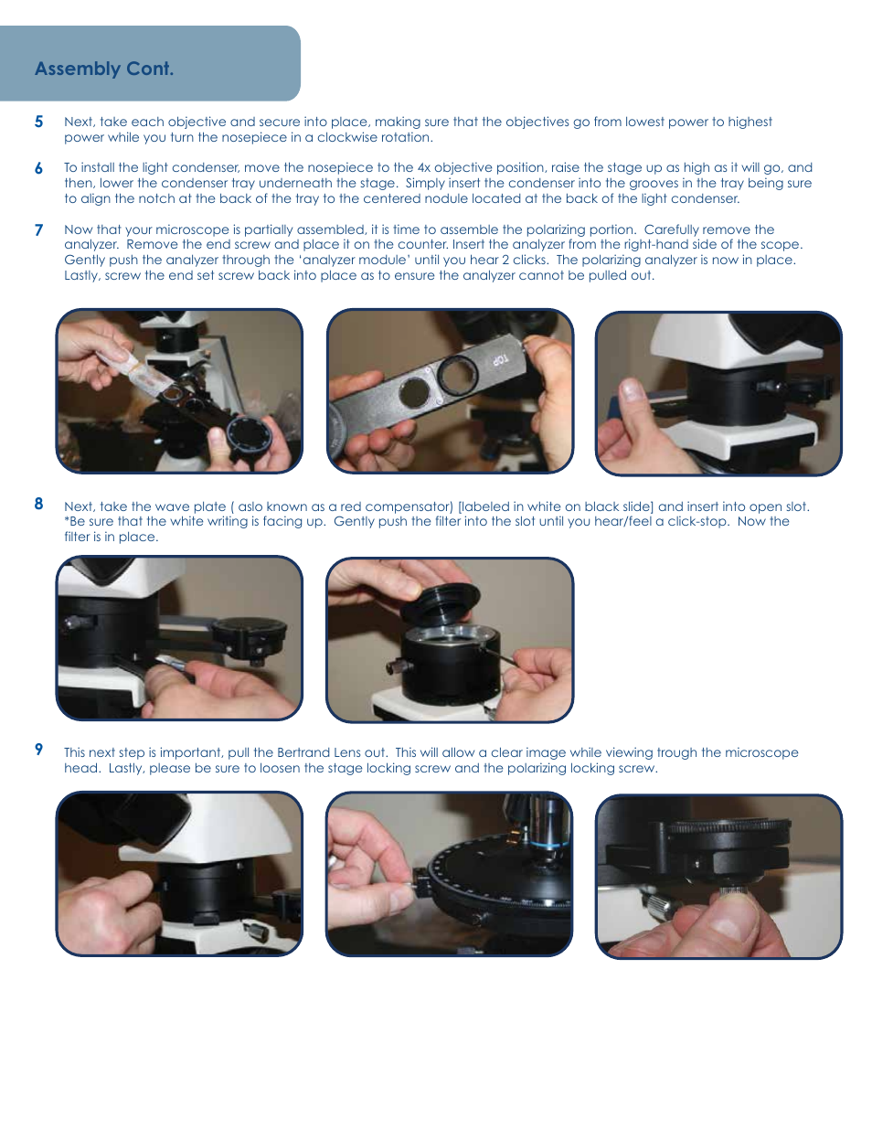 Assembly cont | LW Scientific Mi5 Polarizer User Manual | Page 5 / 6