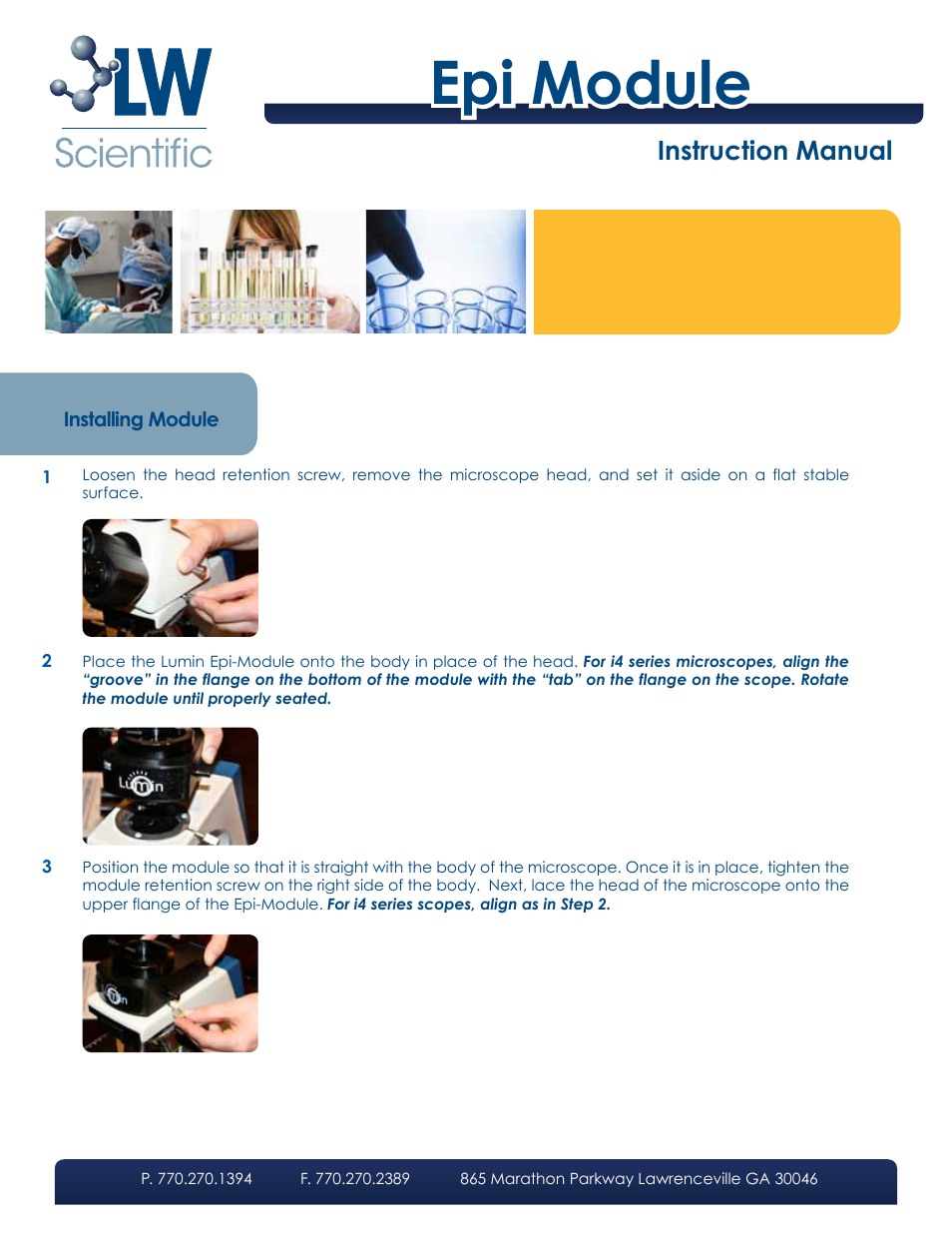 LW Scientific Epi Lumin Module User Manual | 2 pages