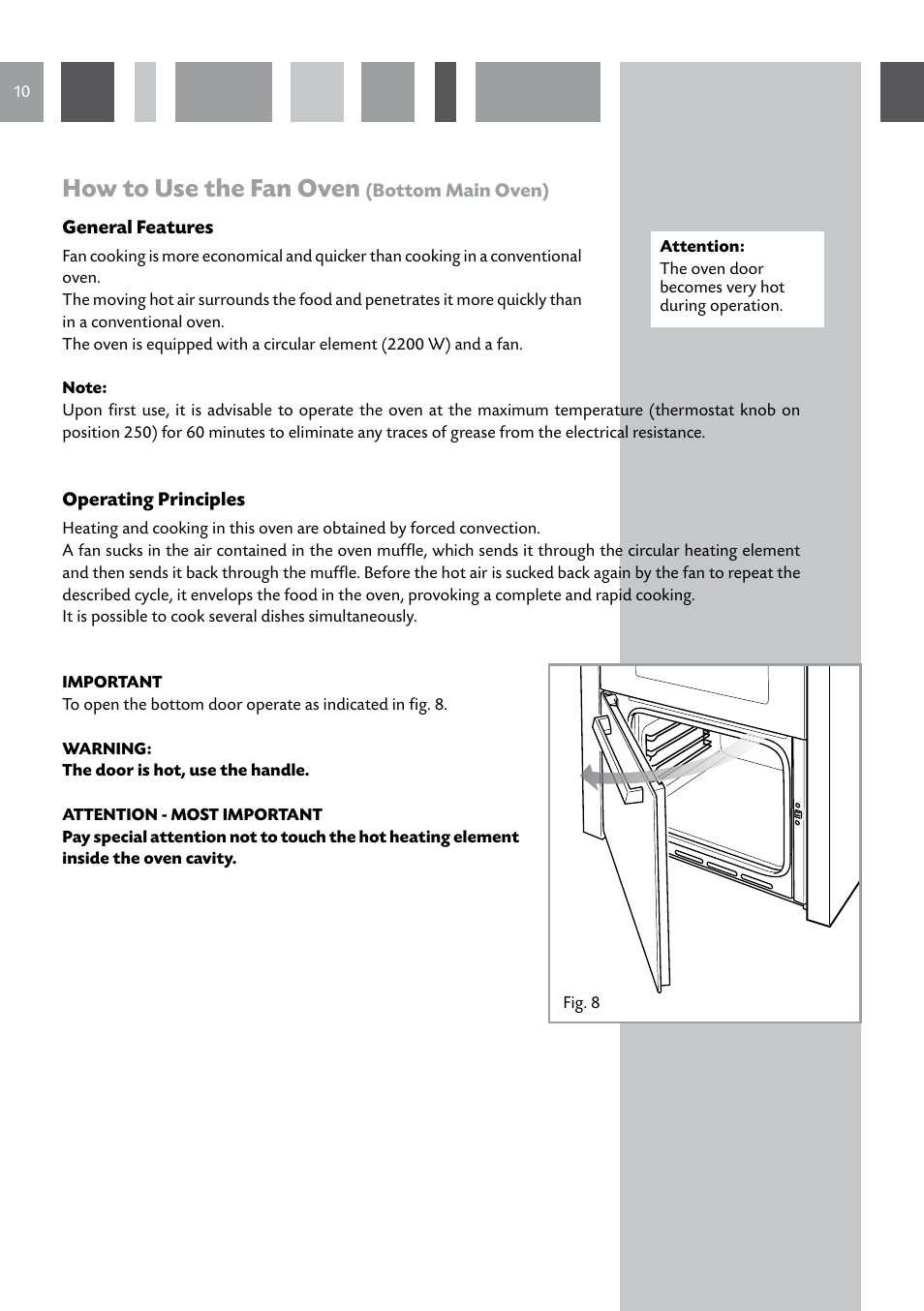 How to use the fan oven | CDA GB RV 701 SS User Manual | Page 10 / 44