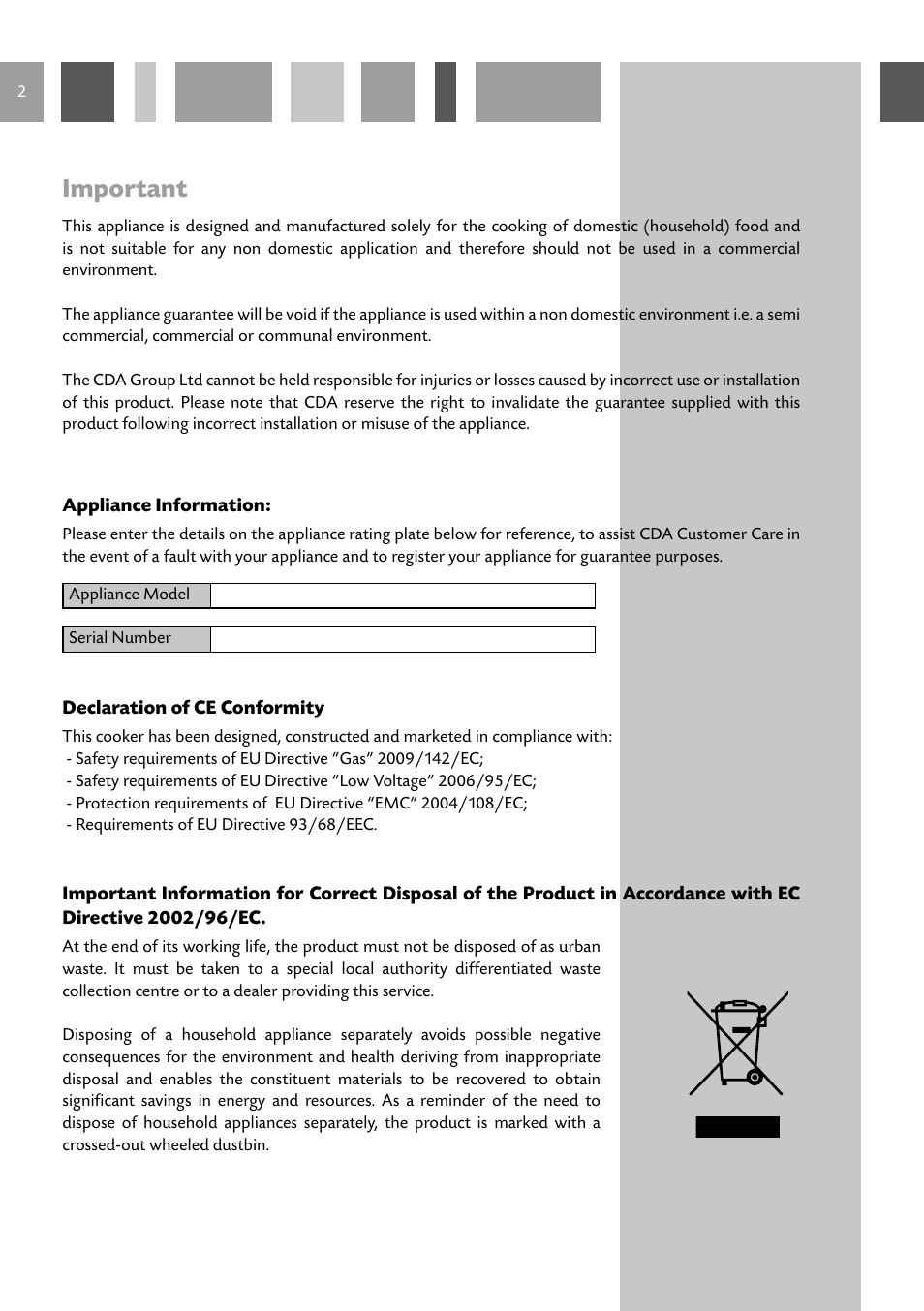 Important | CDA GB RV 701 SS User Manual | Page 2 / 44