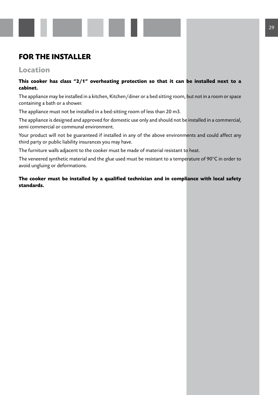 For the installer location | CDA GB RV 701 SS User Manual | Page 29 / 44