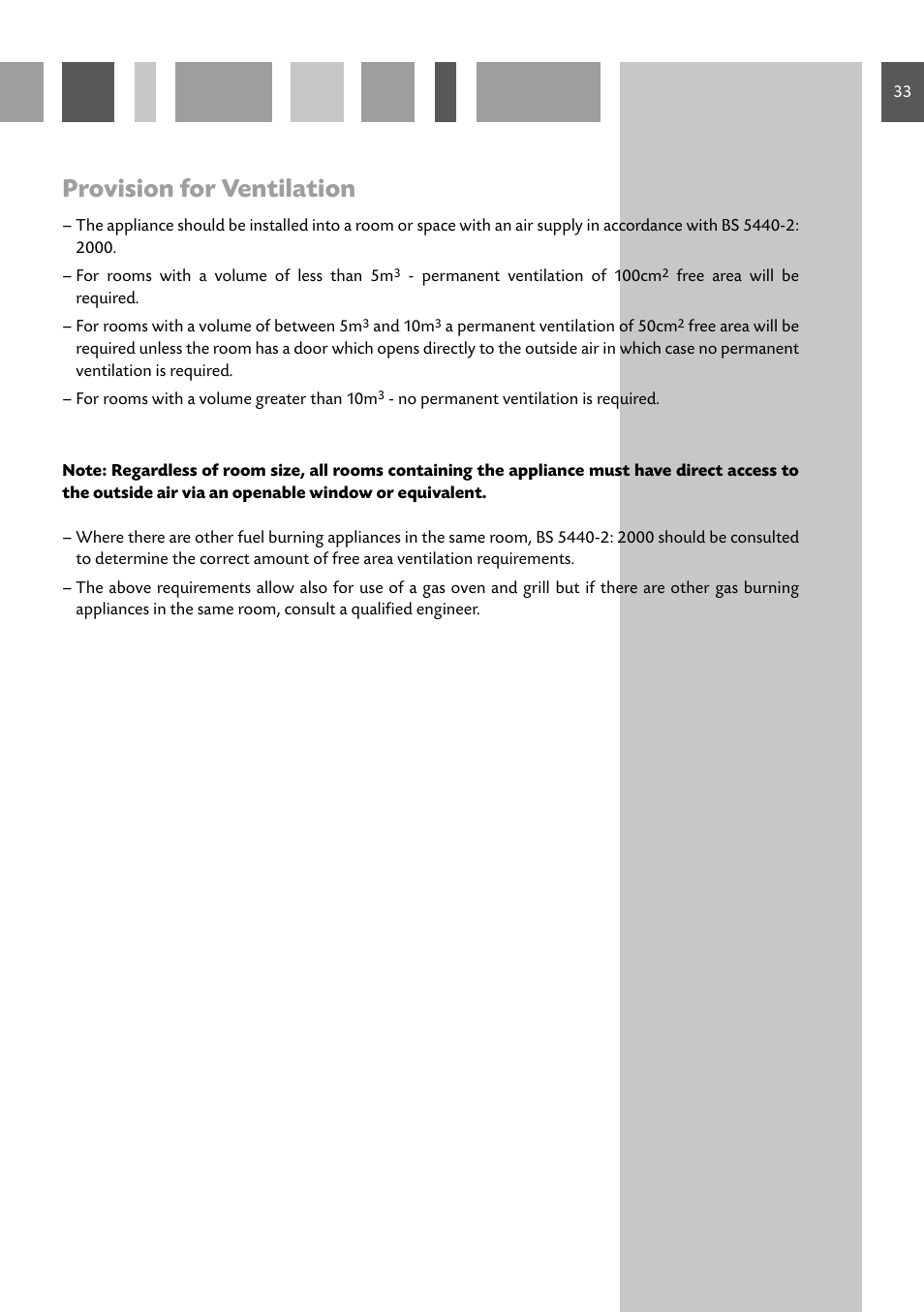 Provision for ventilation | CDA GB RV 701 SS User Manual | Page 33 / 44