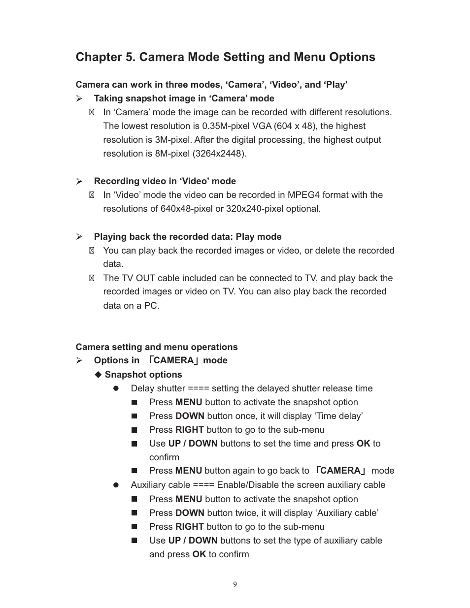 Chapter 5. camera mode setting and menu options | LW Scientific OmniVID User Manual | Page 10 / 27