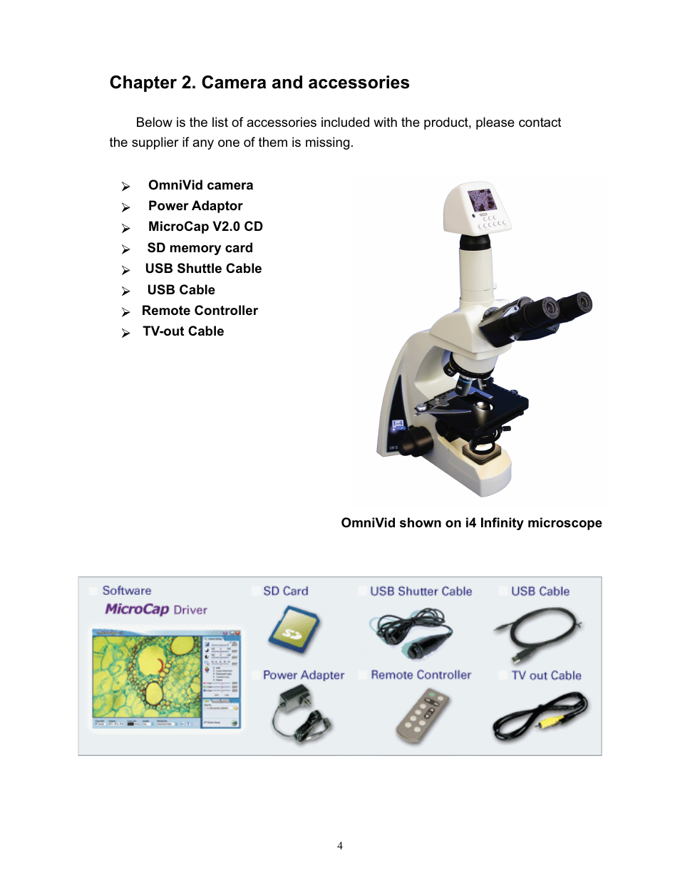 Chapter 2. camera and accessories | LW Scientific OmniVID User Manual | Page 5 / 27