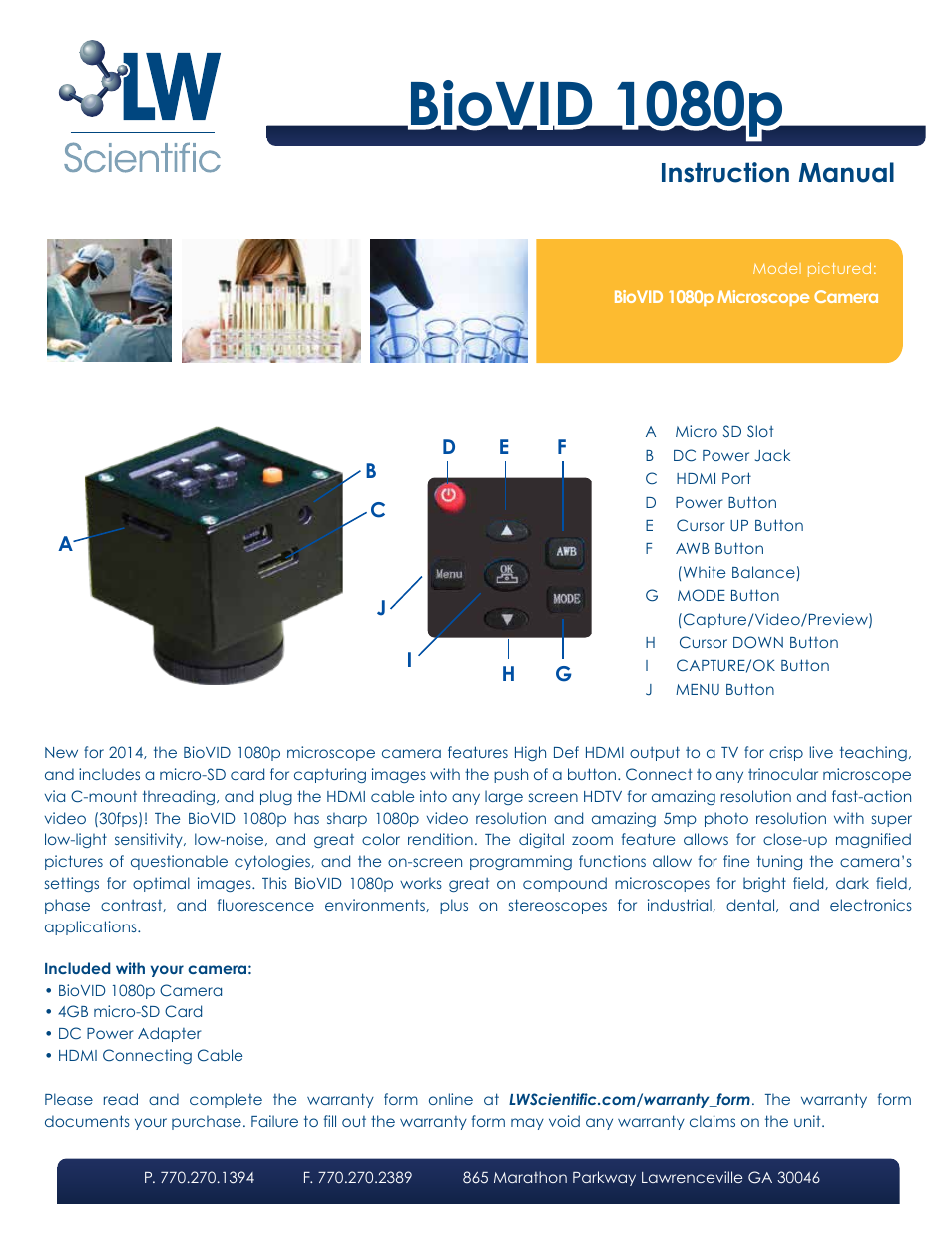 LW Scientific BioVID 1080P User Manual | 4 pages