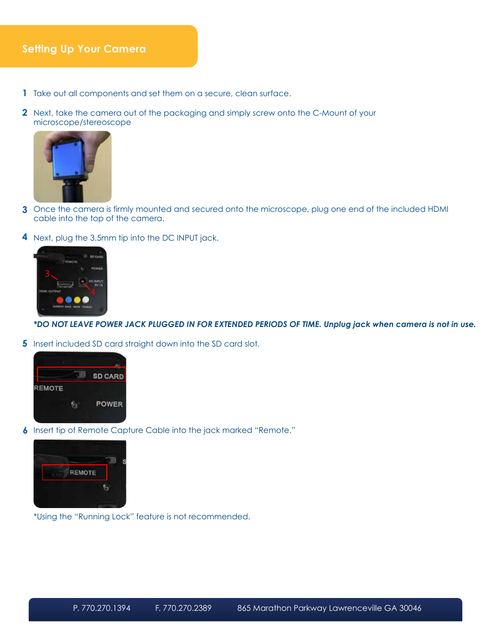 Setting up your camera | LW Scientific BioVID HD/SD User Manual | Page 2 / 4