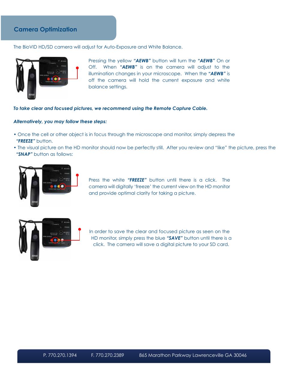 Camera optimization | LW Scientific BioVID HD/SD User Manual | Page 3 / 4