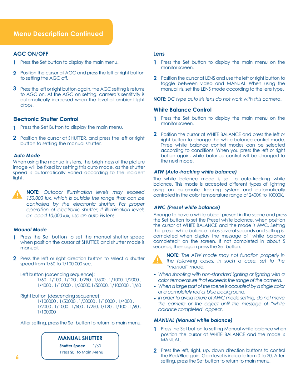 Menu description continued | LW Scientific BioVID User Manual | Page 6 / 12