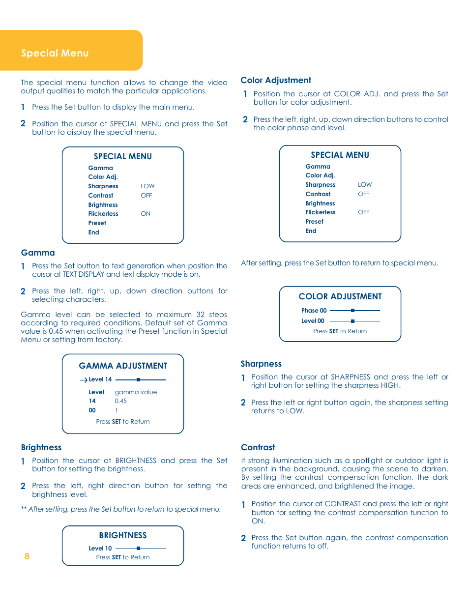 Special menu | LW Scientific BioVID User Manual | Page 8 / 12