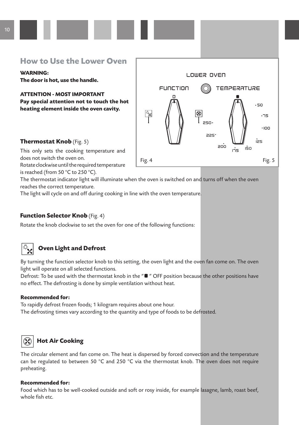 How to use the lower oven | CDA DC930 User Manual | Page 10 / 32