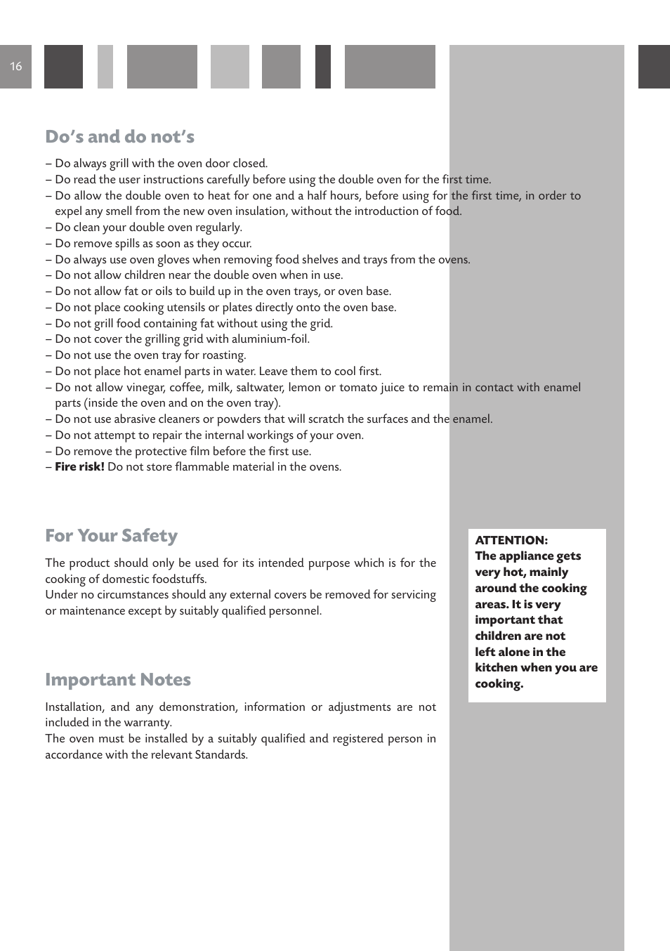 Do’s and do not’s, For your safety | CDA DC930 User Manual | Page 16 / 32