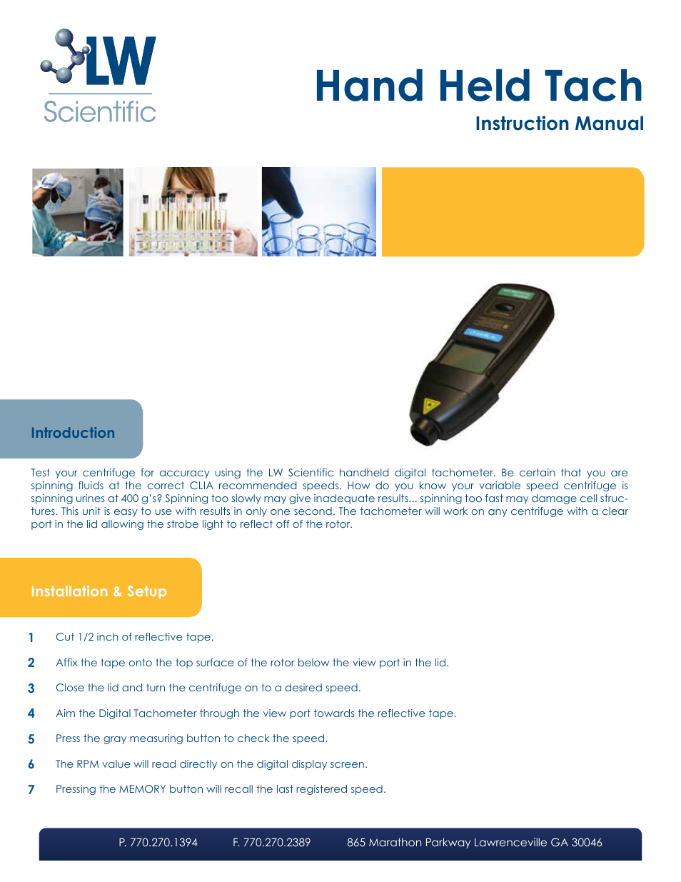 LW Scientific Tachometer User Manual | 2 pages