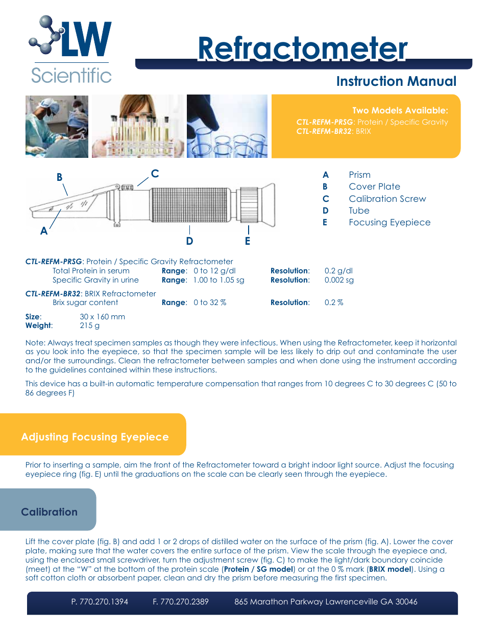 LW Scientific Refractometer User Manual | 2 pages