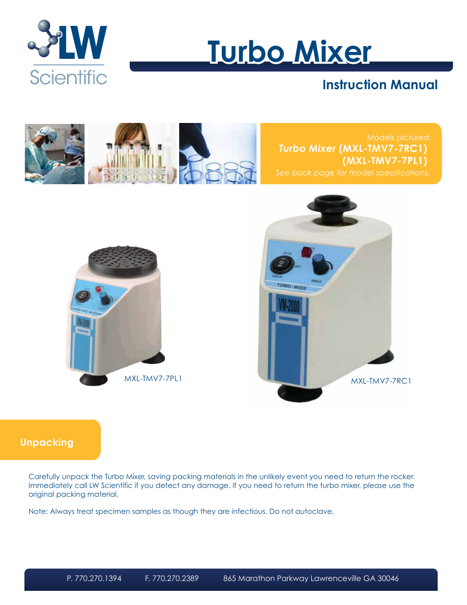 LW Scientific Turbo Mixer User Manual | 2 pages