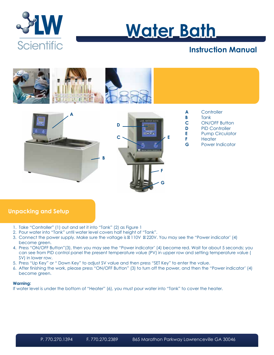 LW Scientific Water Bath User Manual | 2 pages