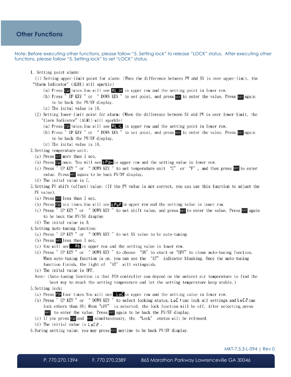 Other functions | LW Scientific Water Bath User Manual | Page 2 / 2