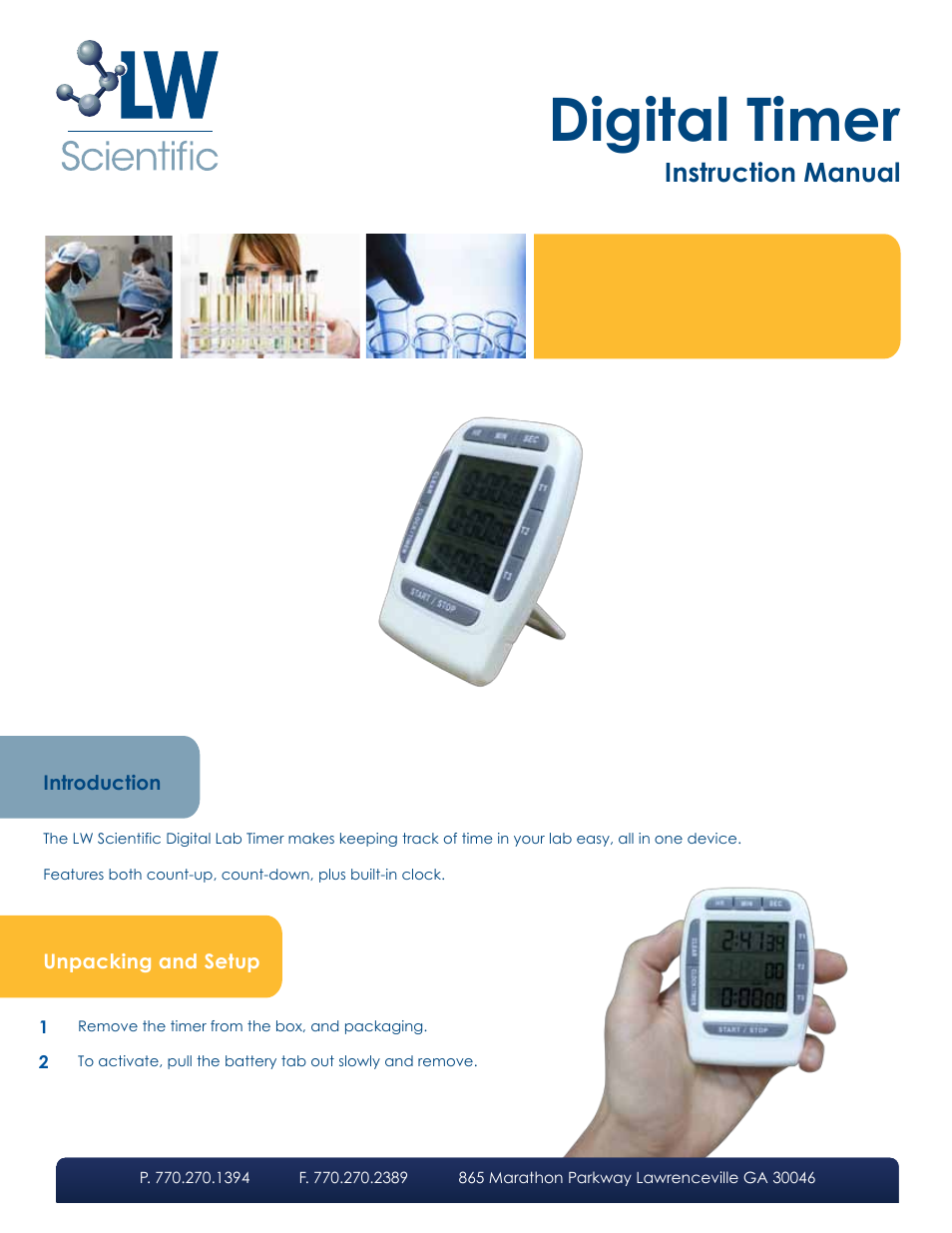 LW Scientific Digital Timer User Manual | 2 pages