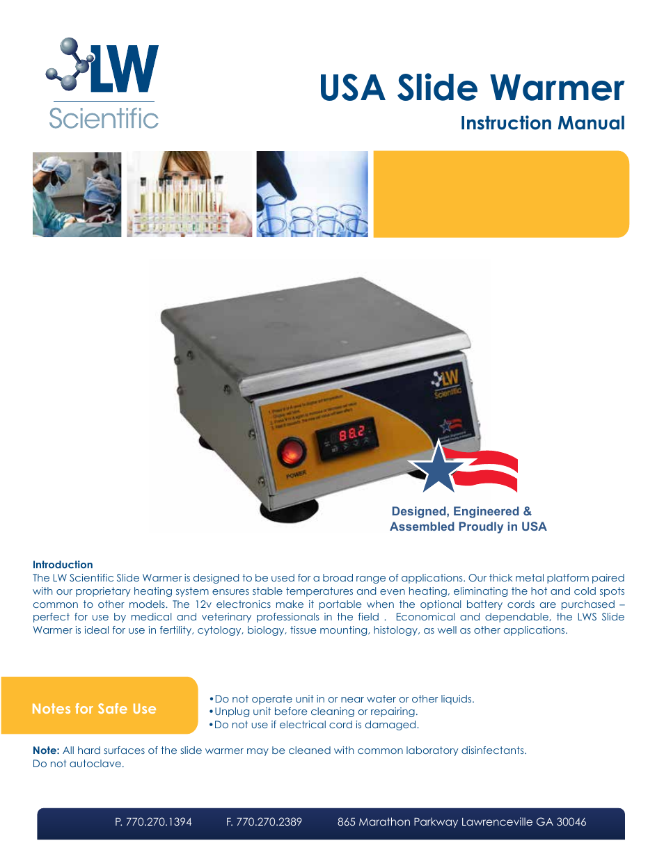 LW Scientific Slide Warmer User Manual | 4 pages