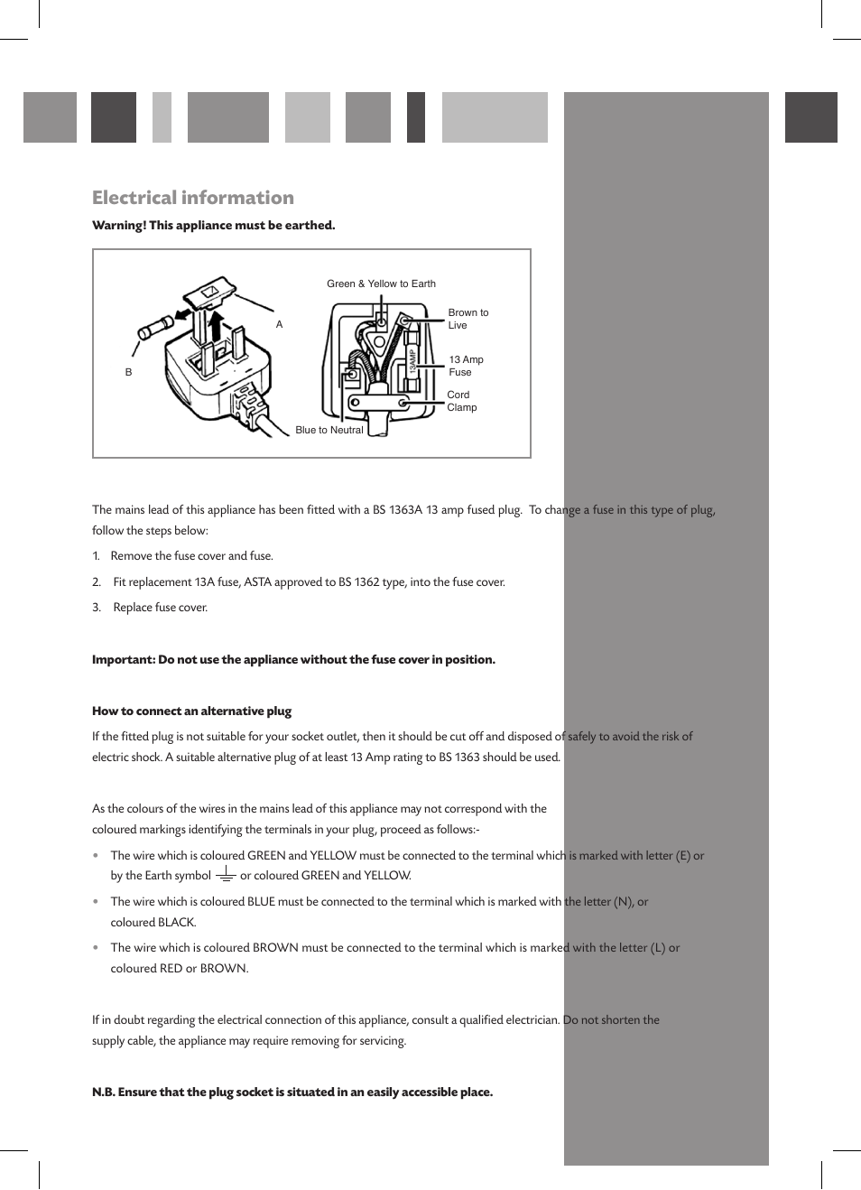 Electrical information | CDA FWV460 User Manual | Page 11 / 12