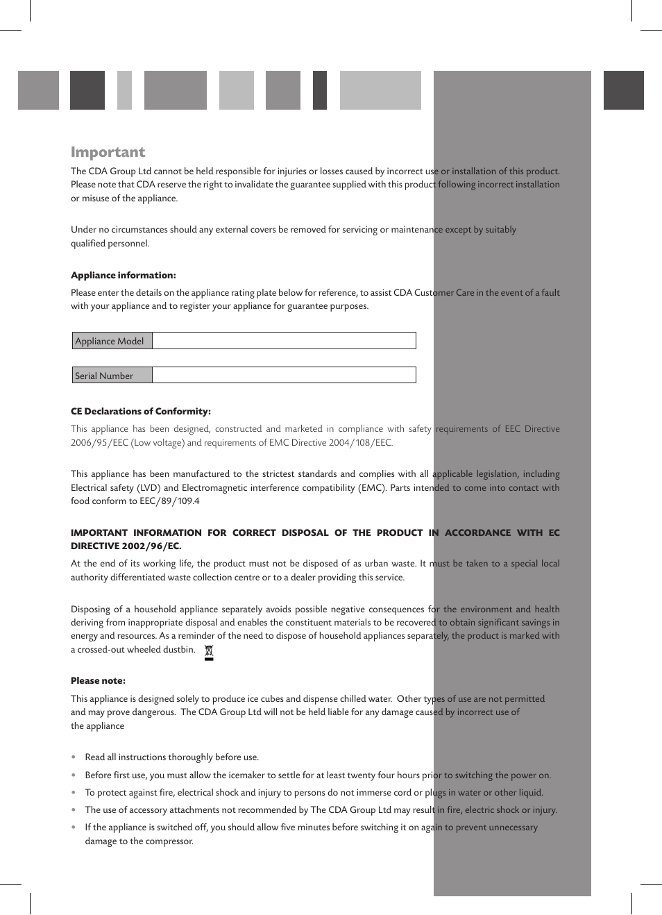 Important | CDA FWV460 User Manual | Page 2 / 12