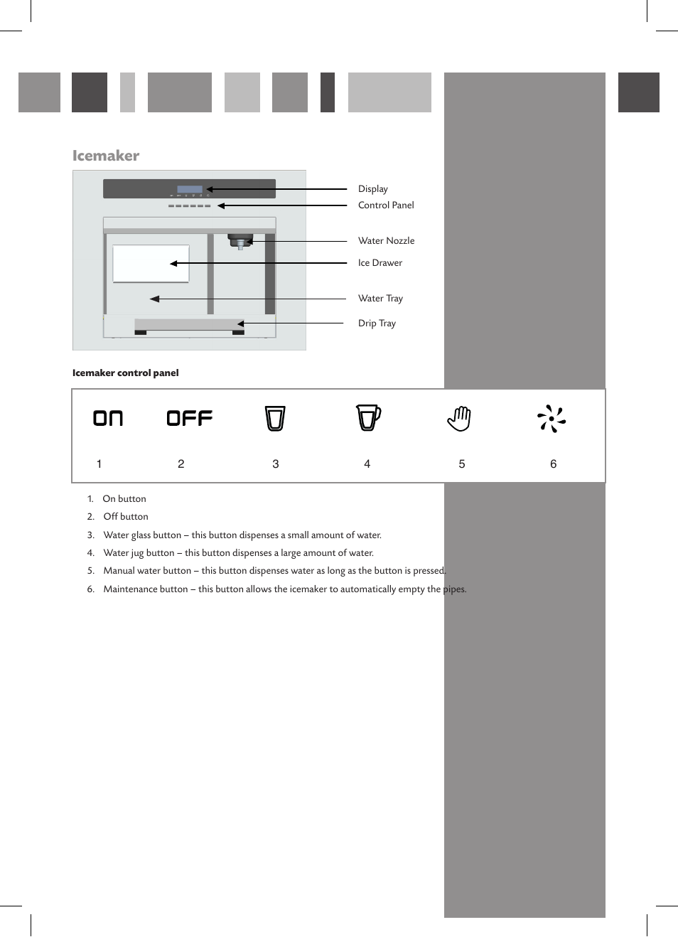 On off, Icemaker | CDA FWV460 User Manual | Page 3 / 12